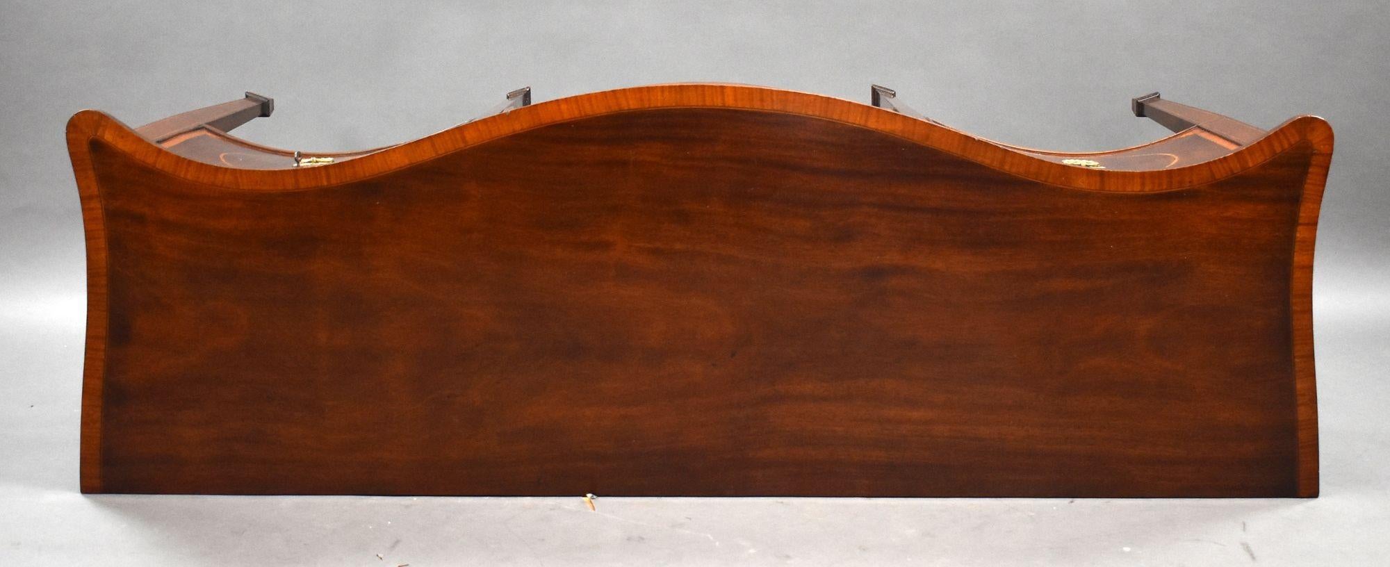 19th Century Antique Mahogany Inlaid Serpentine Sideboard For Sale
