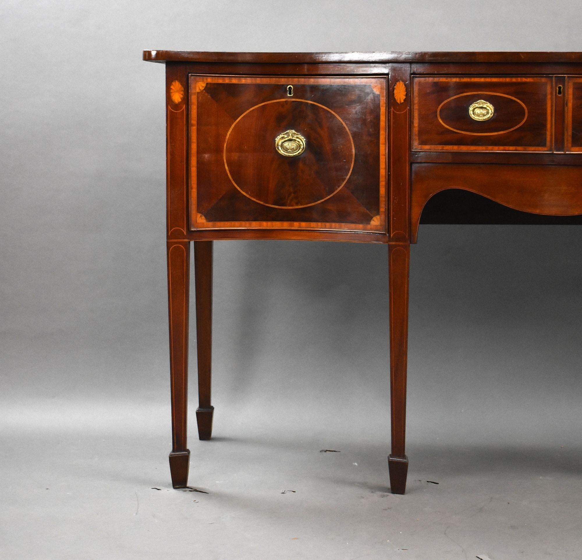 Antique Mahogany Inlaid Serpentine Sideboard For Sale 1