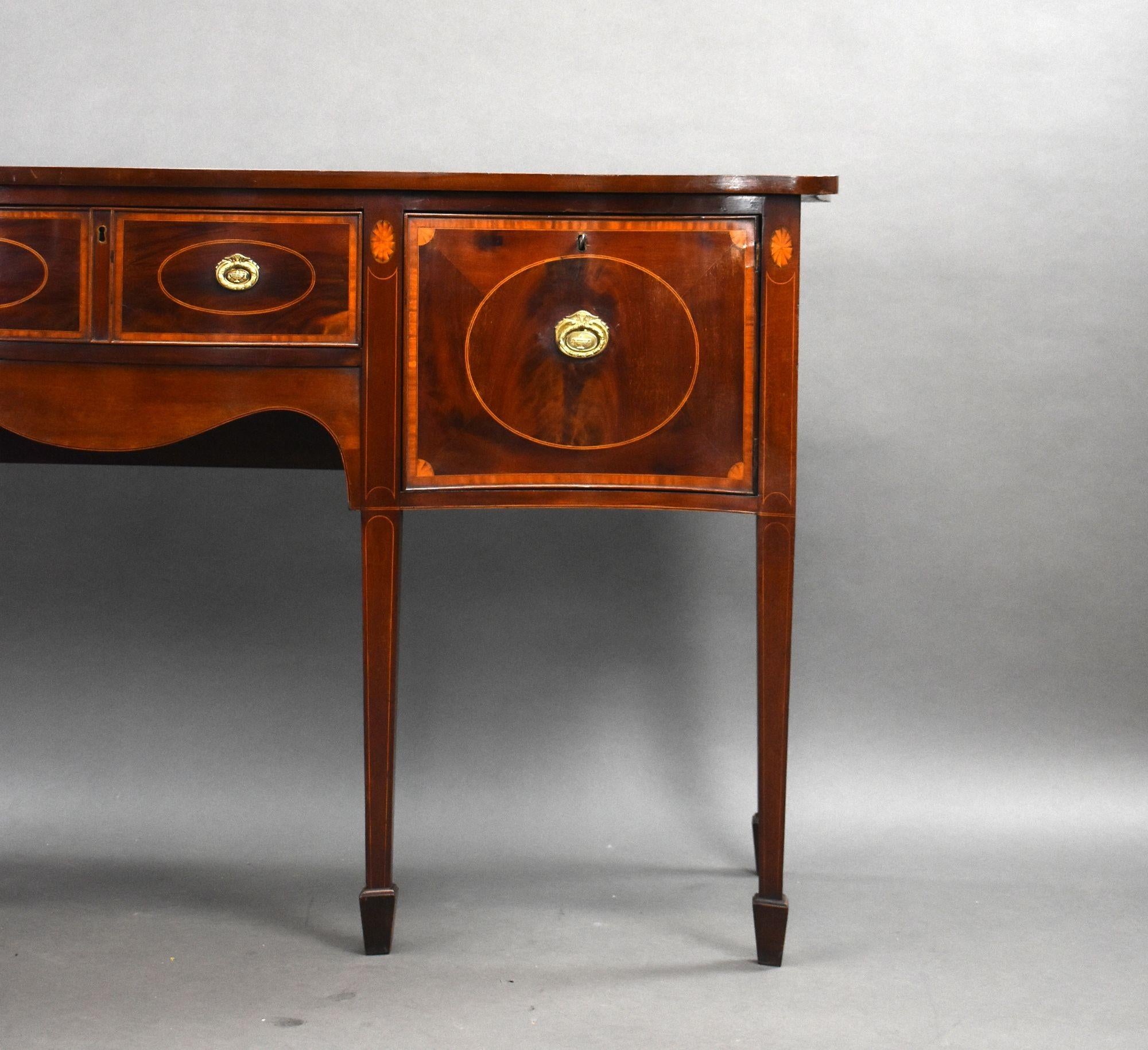 Antique Mahogany Inlaid Serpentine Sideboard For Sale 3