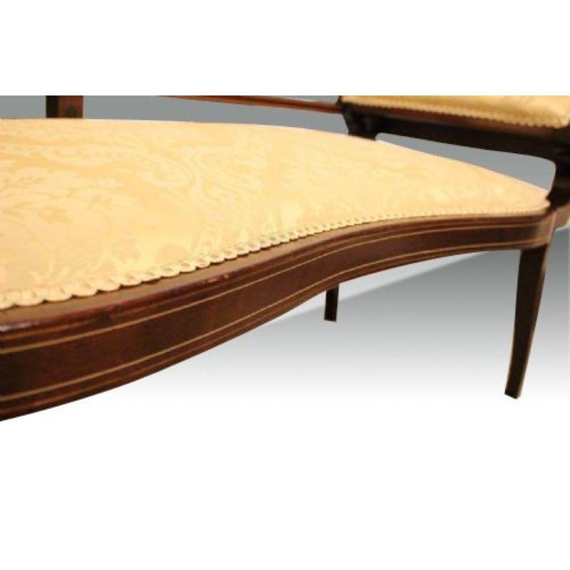 British Antique Mahogany Inlaid Settee, Window Seat