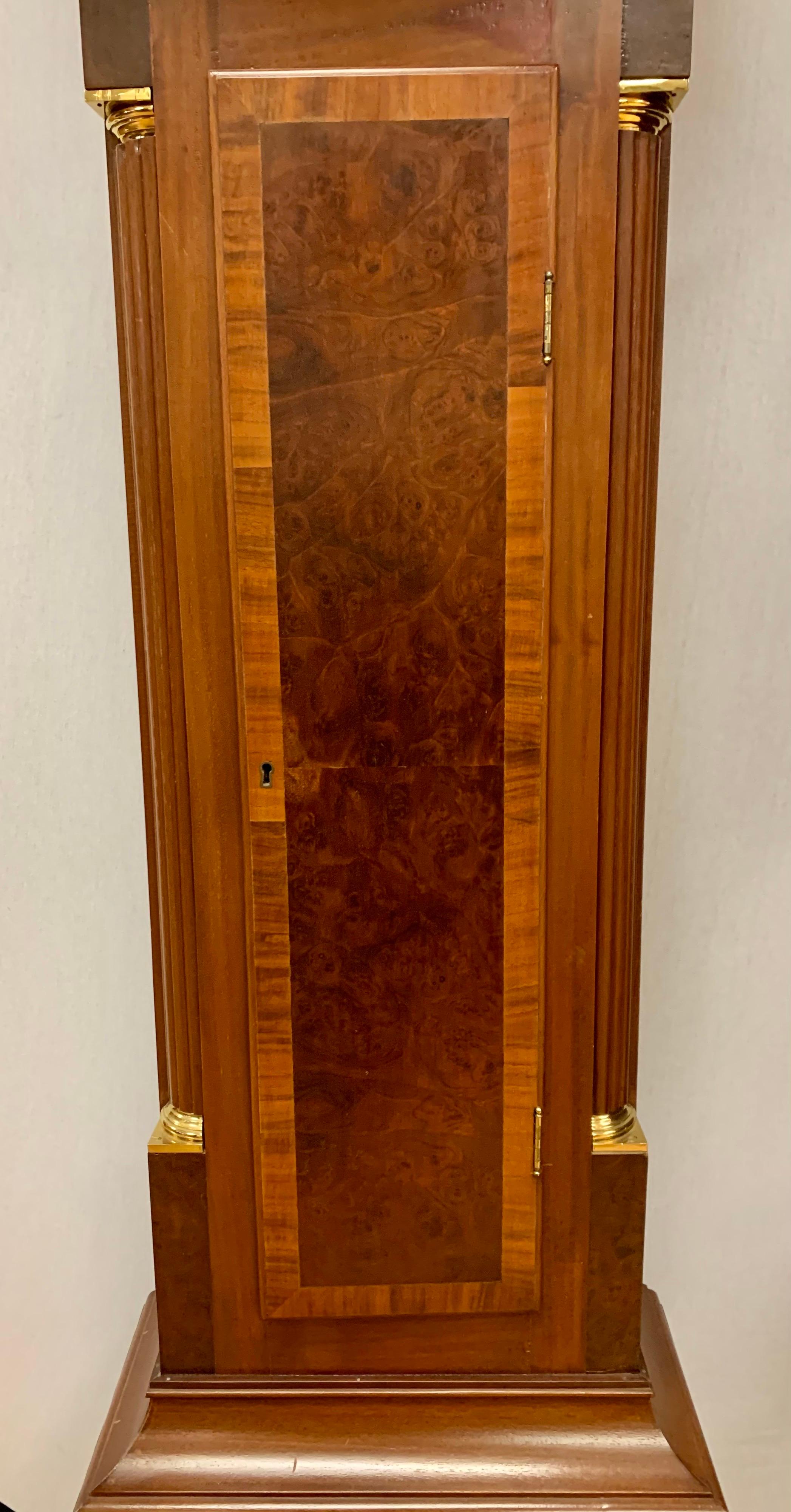 Antique Mahogany Inlay Longcase Grandfather Clock with Hand Painted Face 2