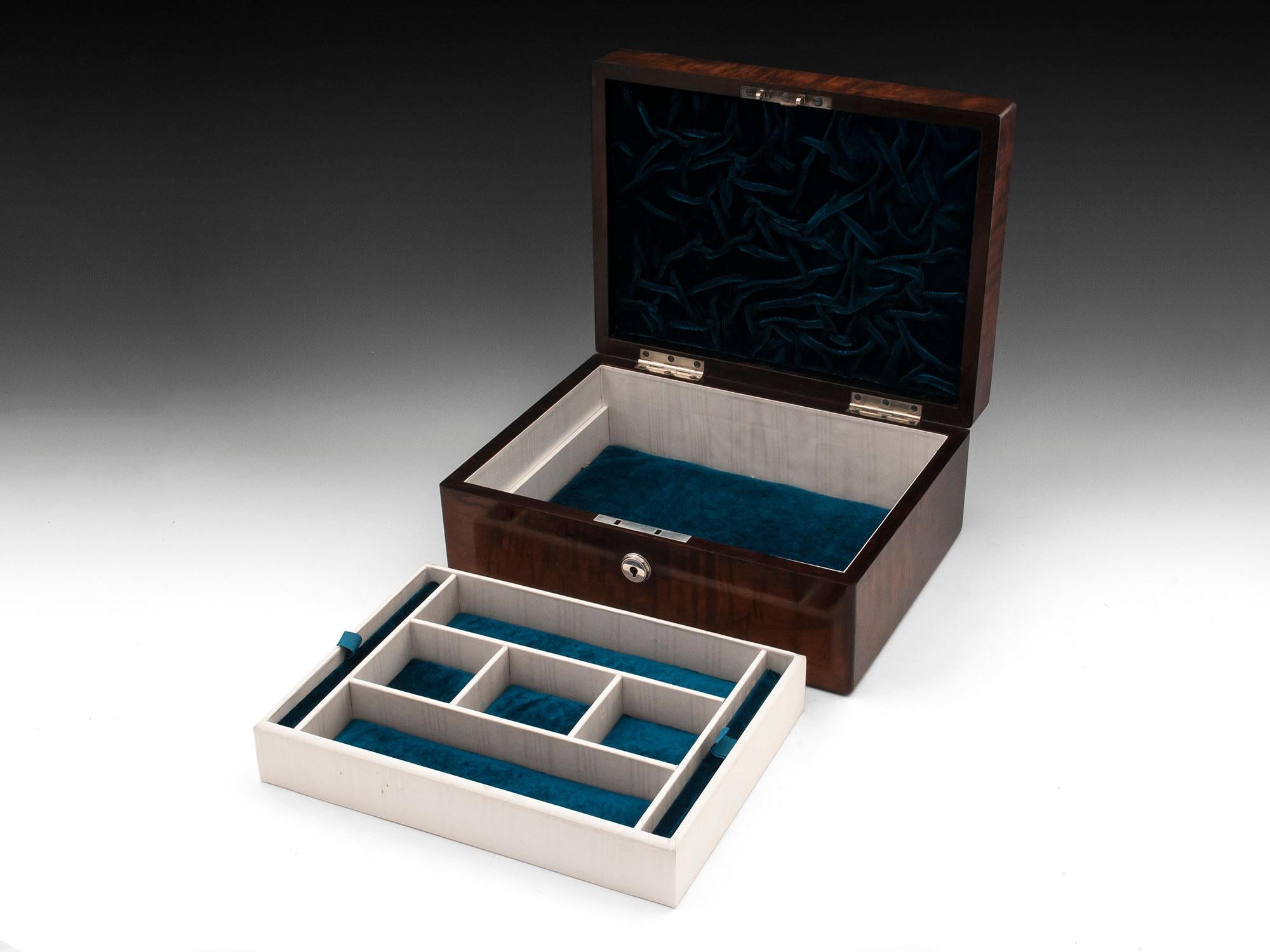 Antique Mahogany Jewelry Box by Wells and Lambe, 19th Century 8