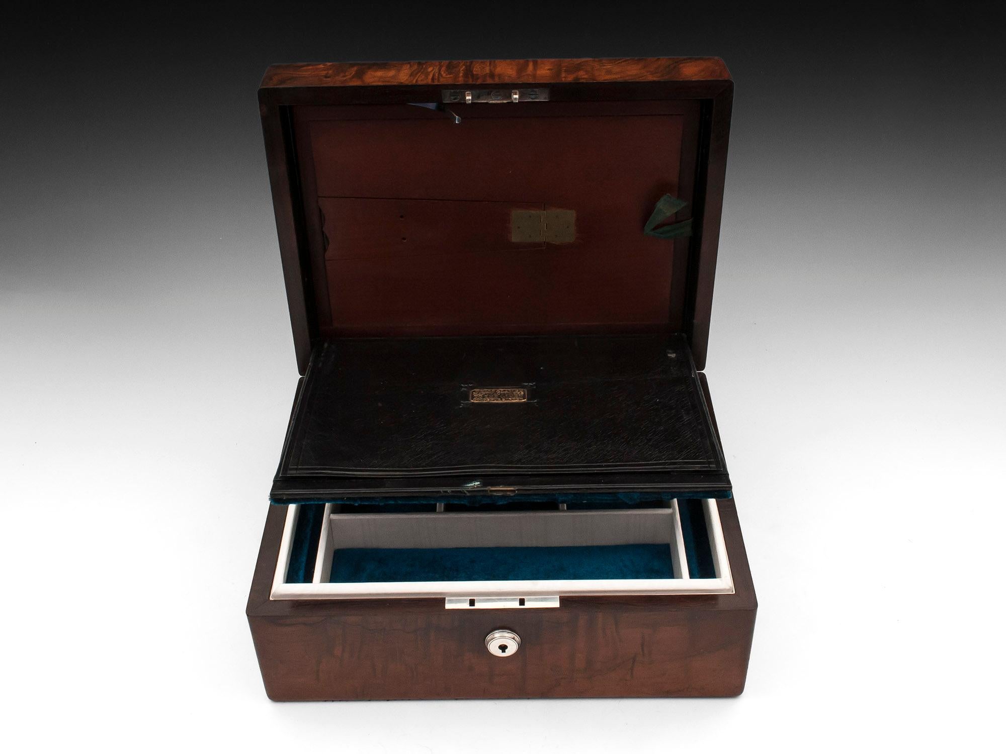 Antique Mahogany Jewelry Box by Wells and Lambe, 19th Century 3