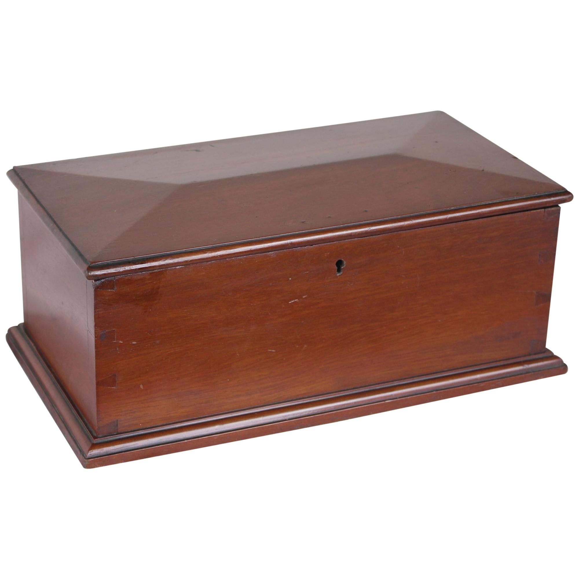 Antique Mahogany Jewelry Box with Shaped Top