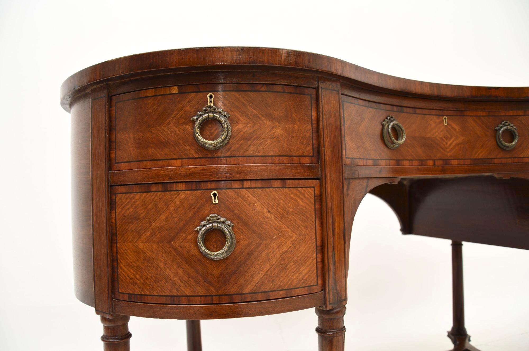 Late 19th Century Antique Georgian Style Kidney Shaped Desk For Sale