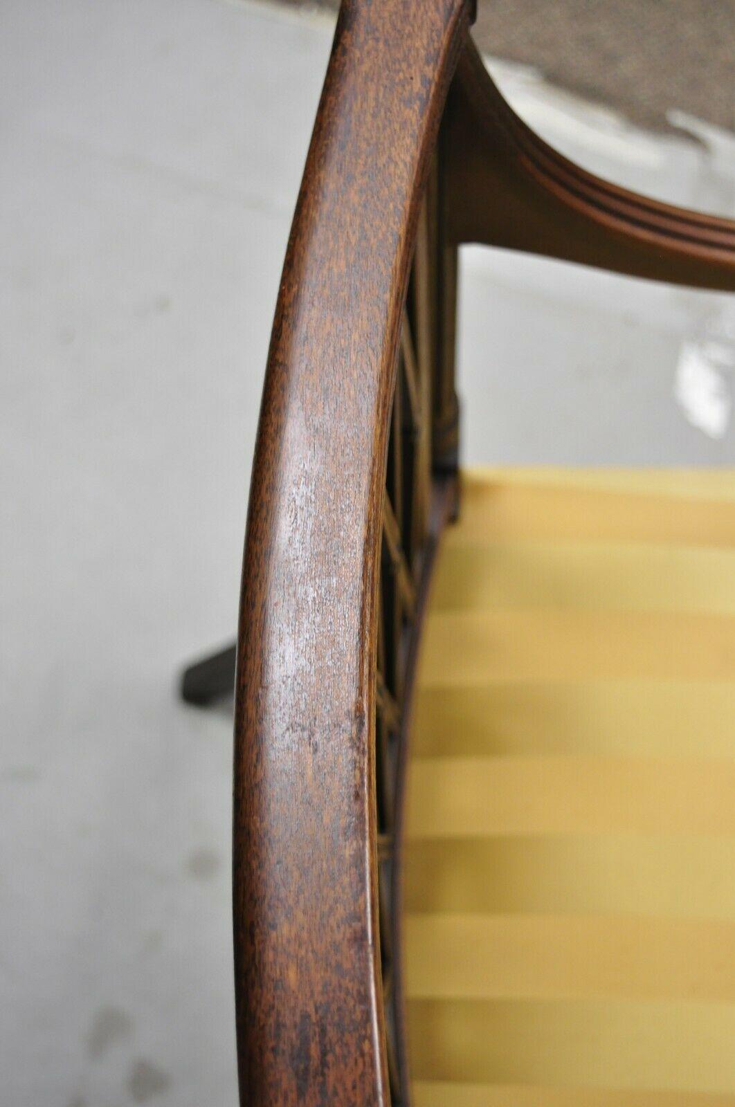 Antique Mahogany Lattice Back Hepplewhite Style Dining Chairs, Set of 6 6