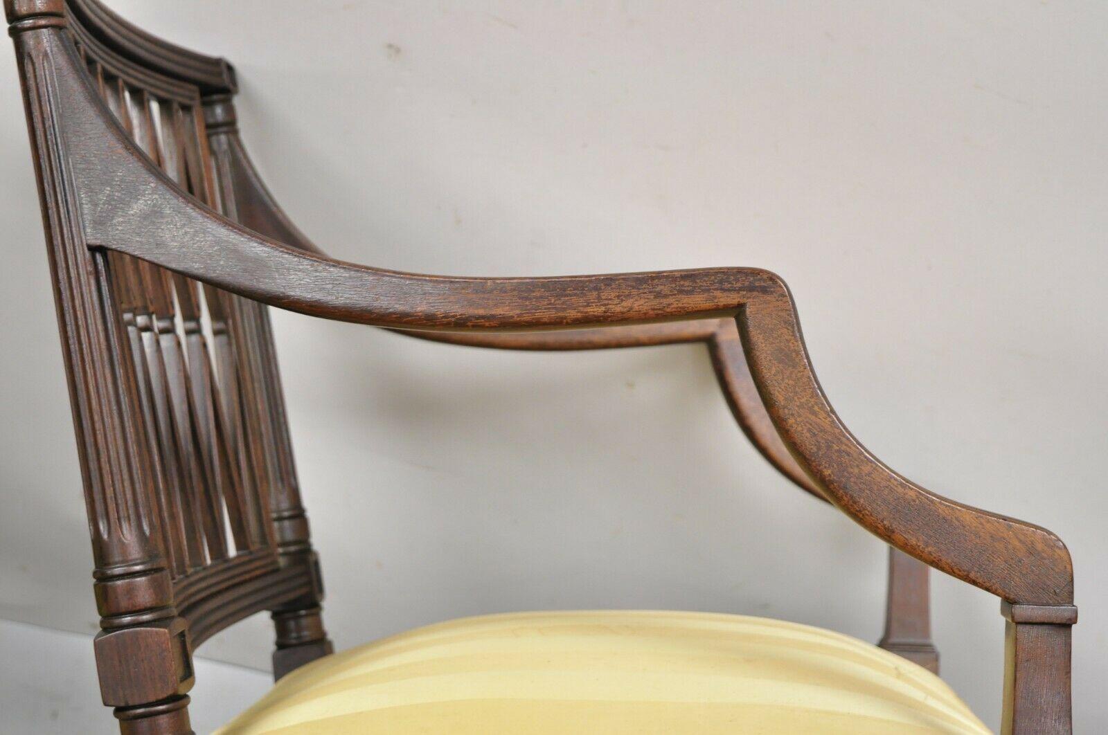 20th Century Antique Mahogany Lattice Back Hepplewhite Style Dining Chairs, Set of 6