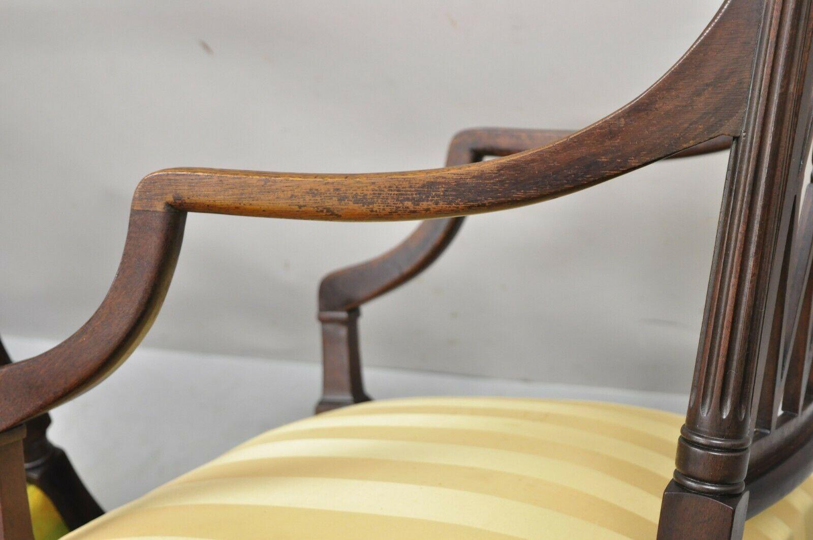 Antique Mahogany Lattice Back Hepplewhite Style Dining Chairs, Set of 6 1
