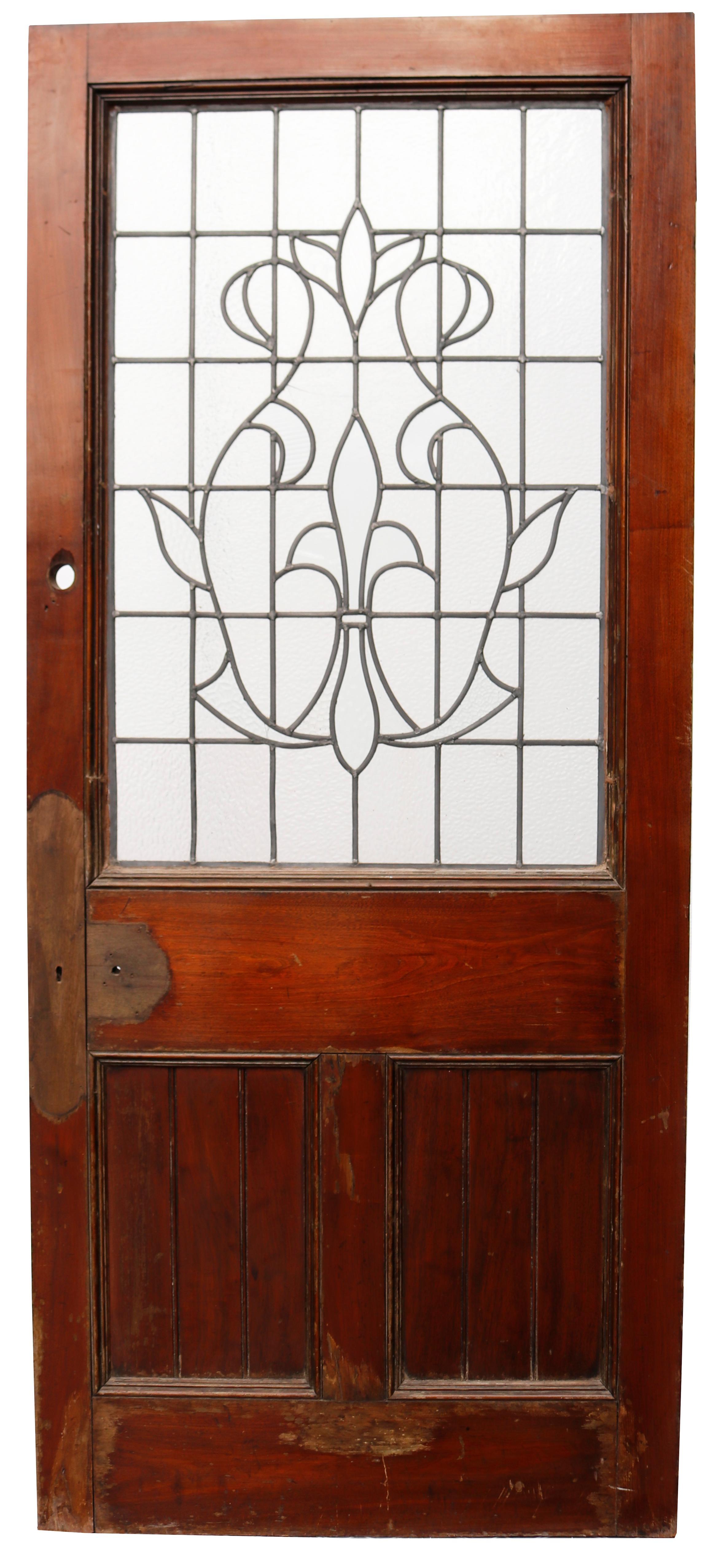 Antike Mahagoni-Tür aus Bleiglas im Angebot 1