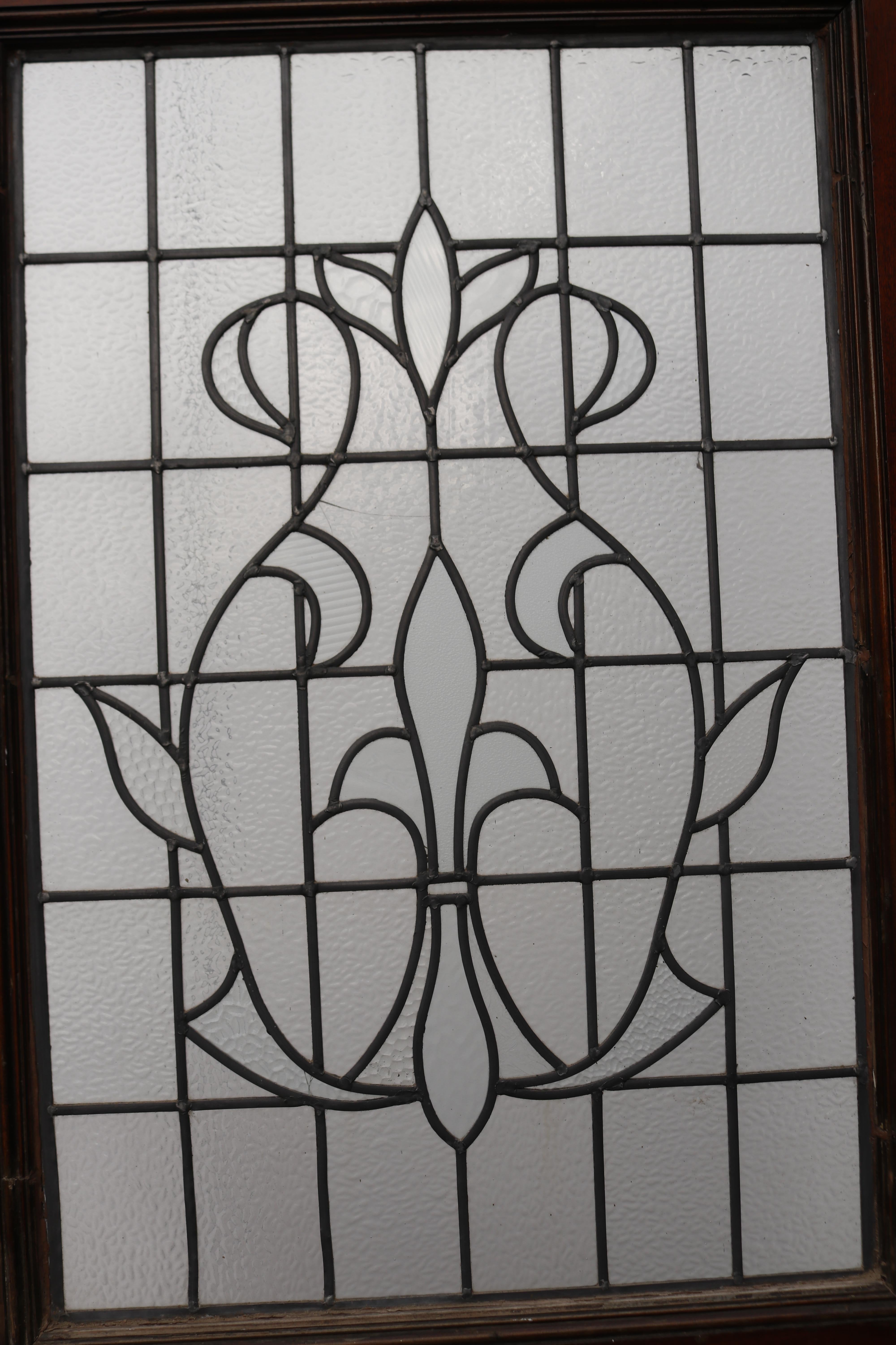 Antique Mahogany Leaded Glass Door In Fair Condition For Sale In Wormelow, Herefordshire