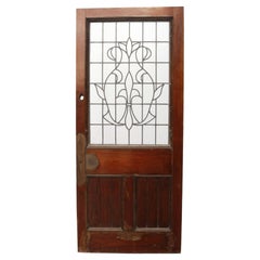 Antique Mahogany Leaded Glass Door