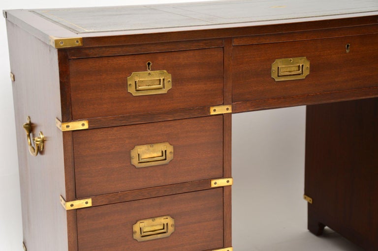 Antique Mahogany and Leather Military Campaign Style Desk at 1stDibs