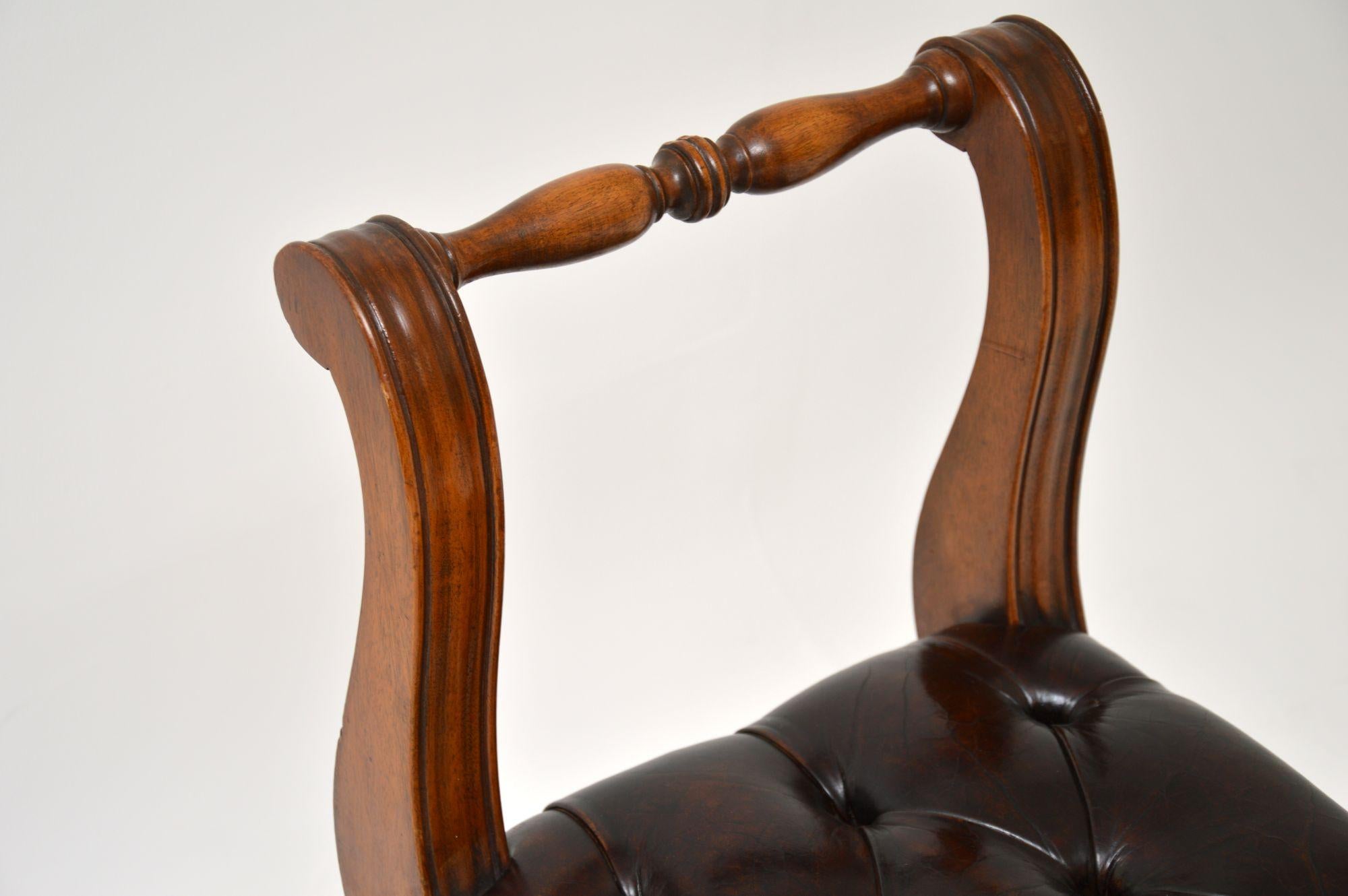 Mid-20th Century Antique Mahogany and Leather Stool / Bench