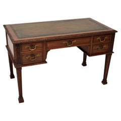 Antique Mahogany Leather Top Chippendale Style Desk