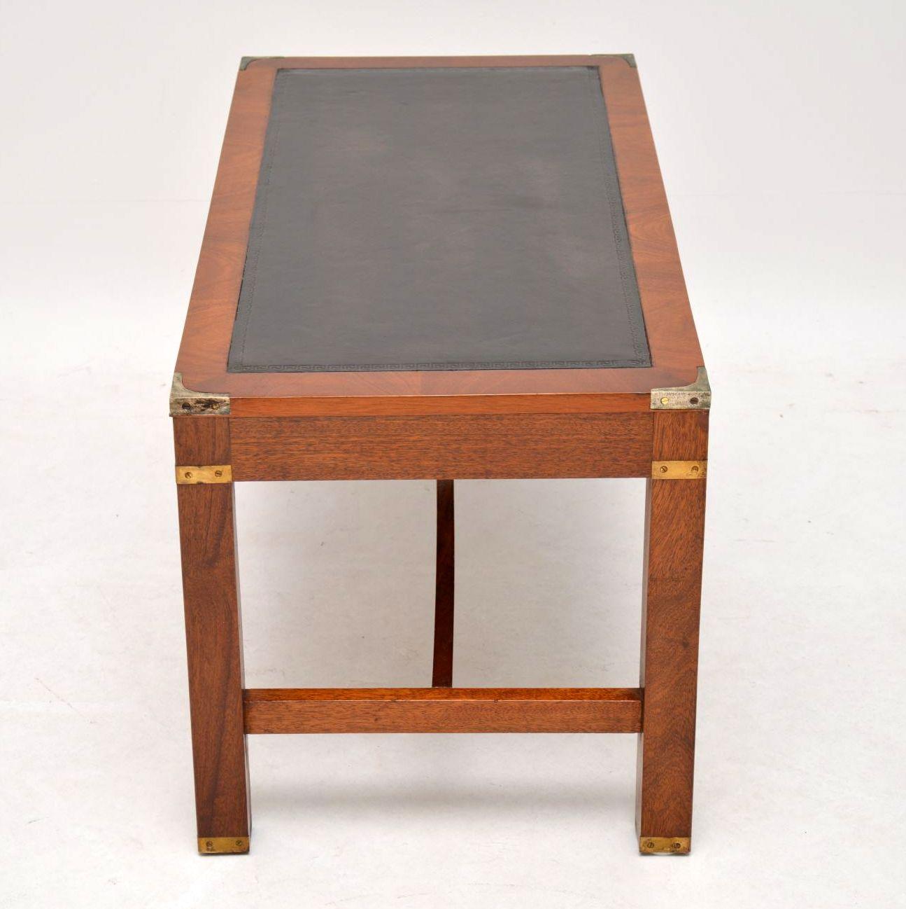 British Antique Mahogany Leather Top Coffee Table