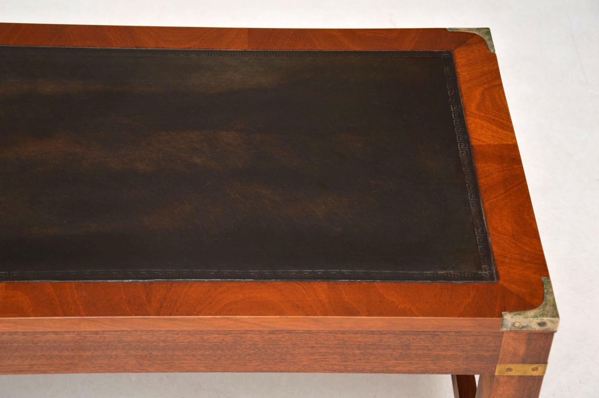 Antique Mahogany Leather Top Coffee Table 1