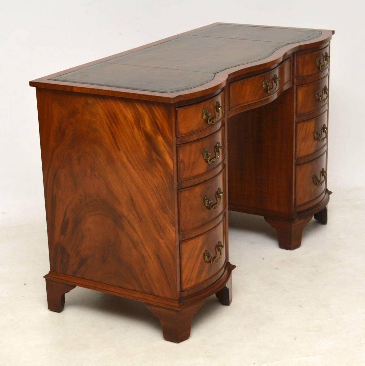 Edwardian Antique Mahogany Leather Top Desk