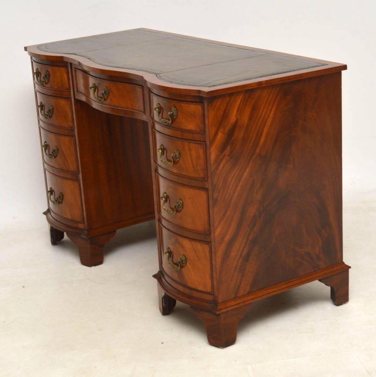 English Antique Mahogany Leather Top Desk