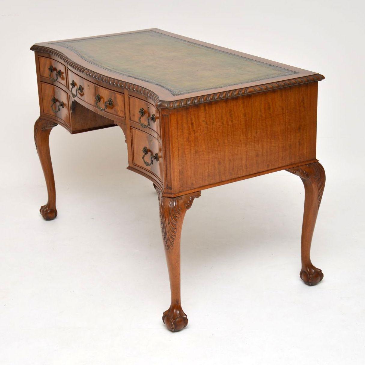 British Antique Mahogany Leather Top Desk