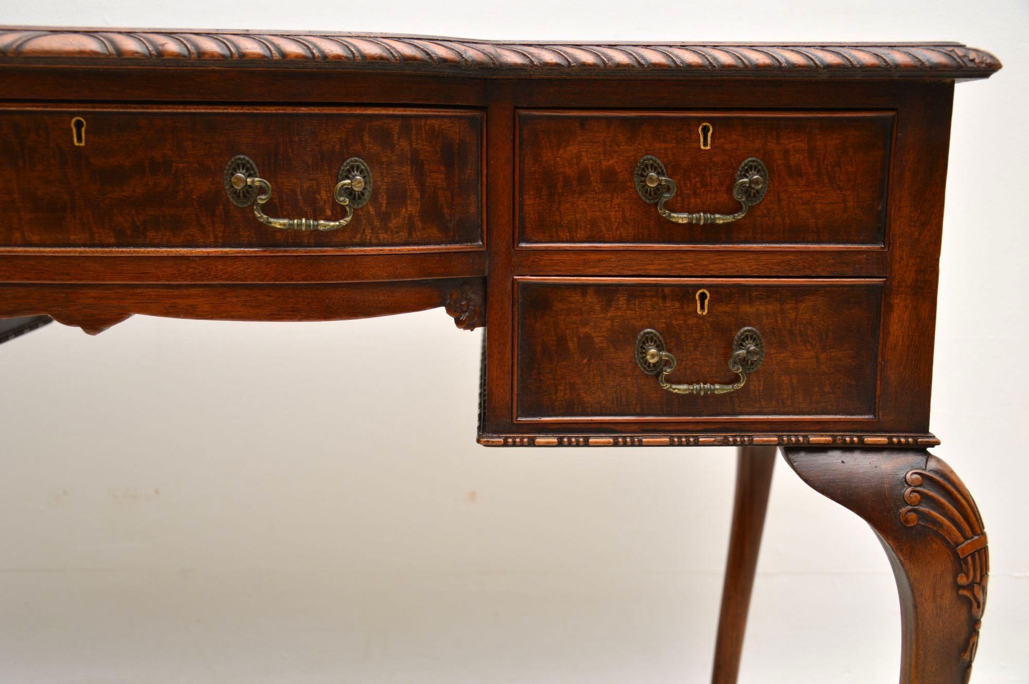 English Antique Mahogany Leather Top Desk