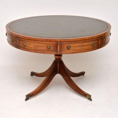Antique Mahogany Leather Top Drum Centre Table