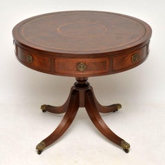 Antique Mahogany Leather Top Drum Table
