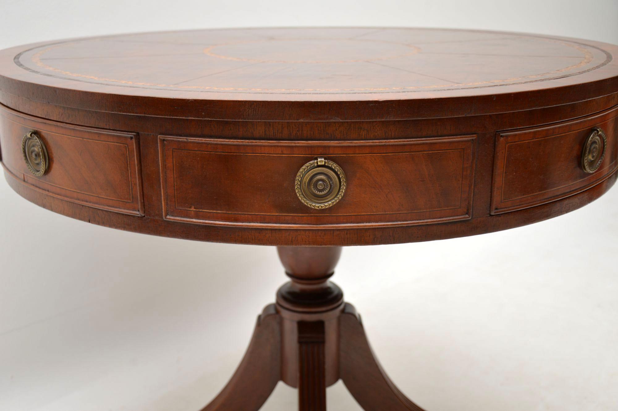 antique leather top drum table