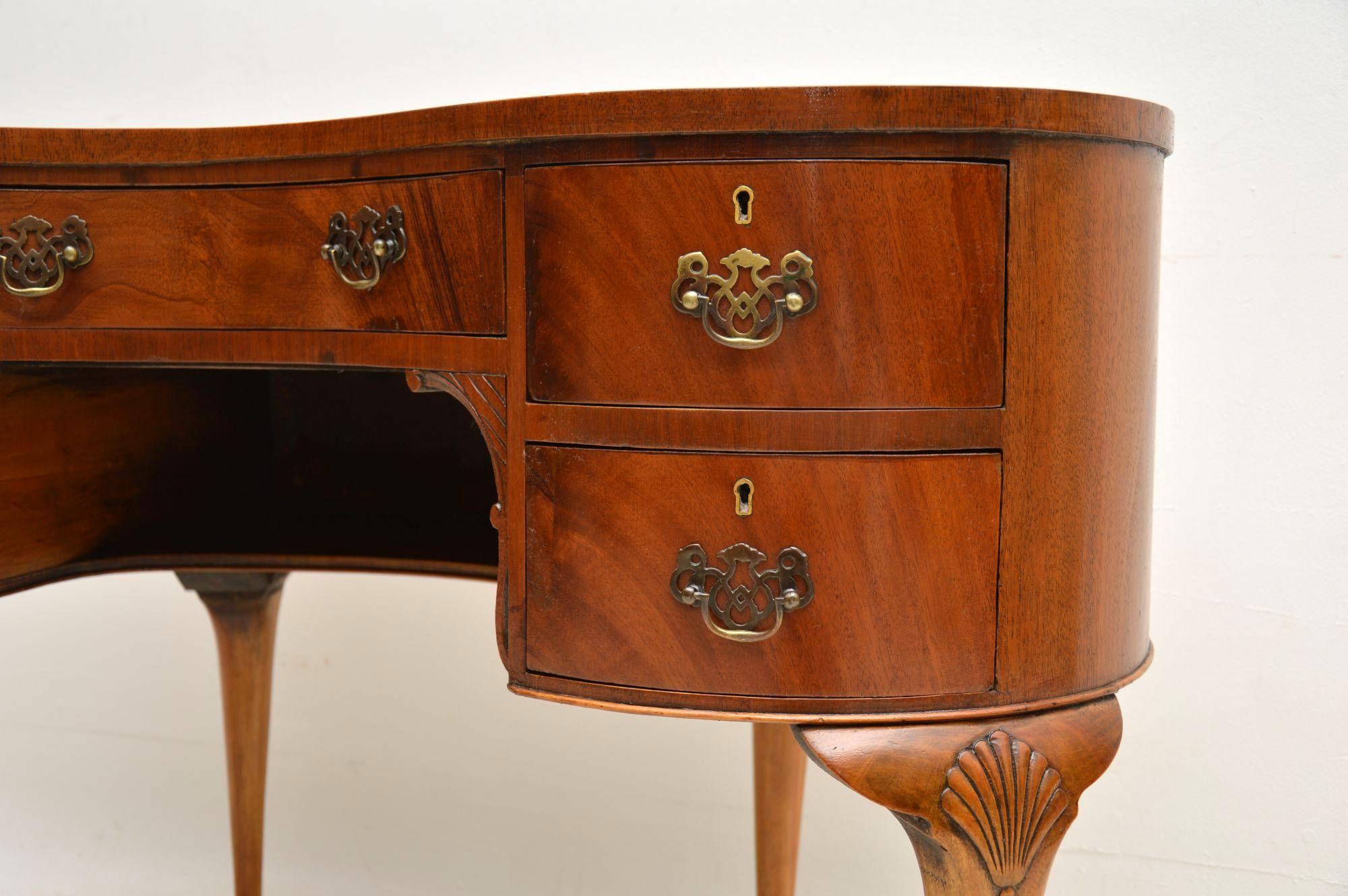 Antique Mahogany Leather Top Kidney Desk 2