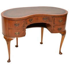 Antique Mahogany Leather Top Kidney Desk