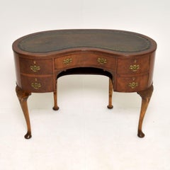 Antique Mahogany Leather Top Kidney Shaped Desk