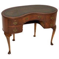 Antique Mahogany Leather Top Kidney Shaped Desk