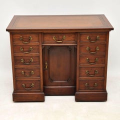 Antique Mahogany Leather Top Knee Hole Desk