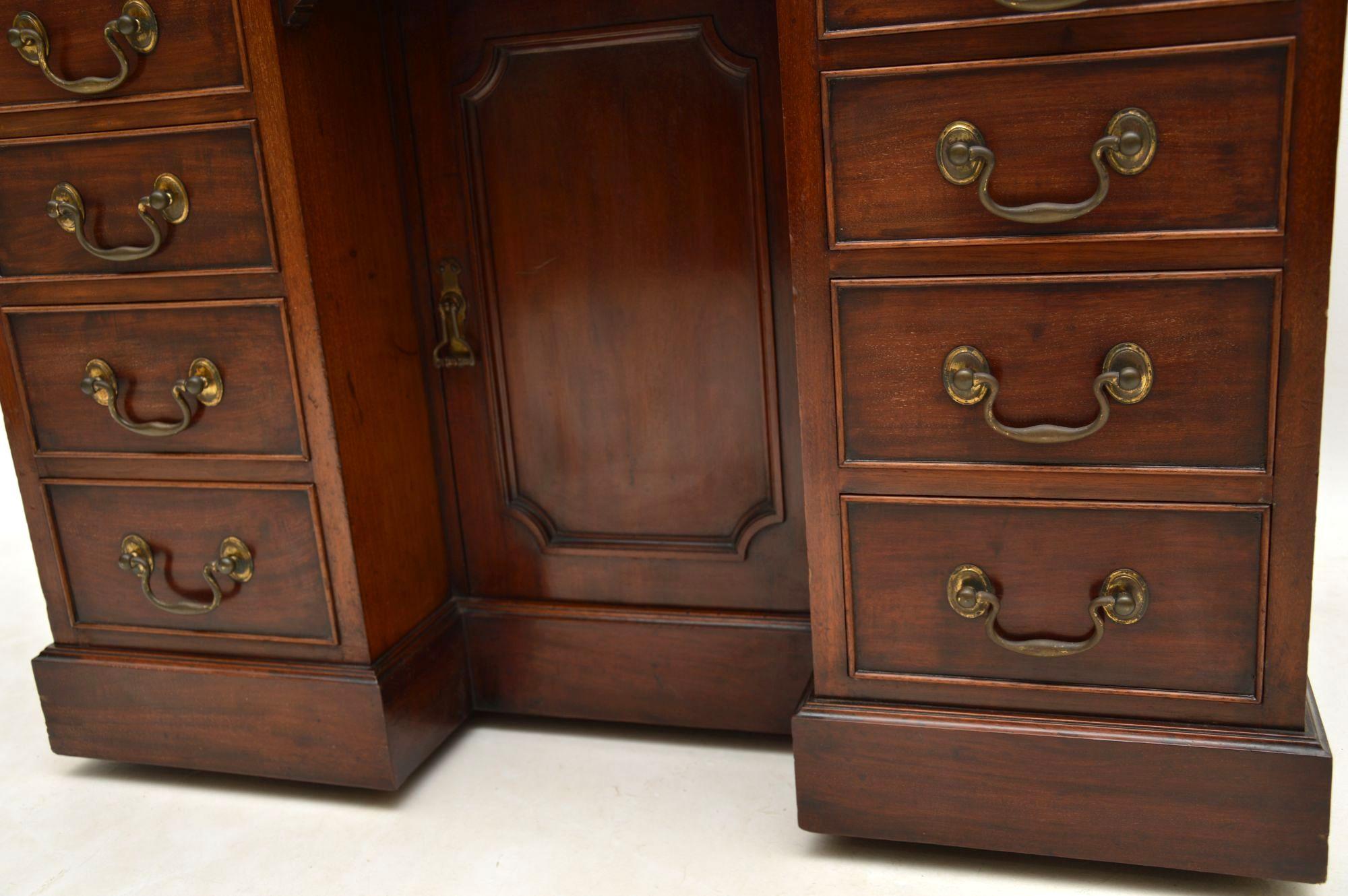 Late 19th Century Antique Mahogany Leather Top Knee Hole Desk