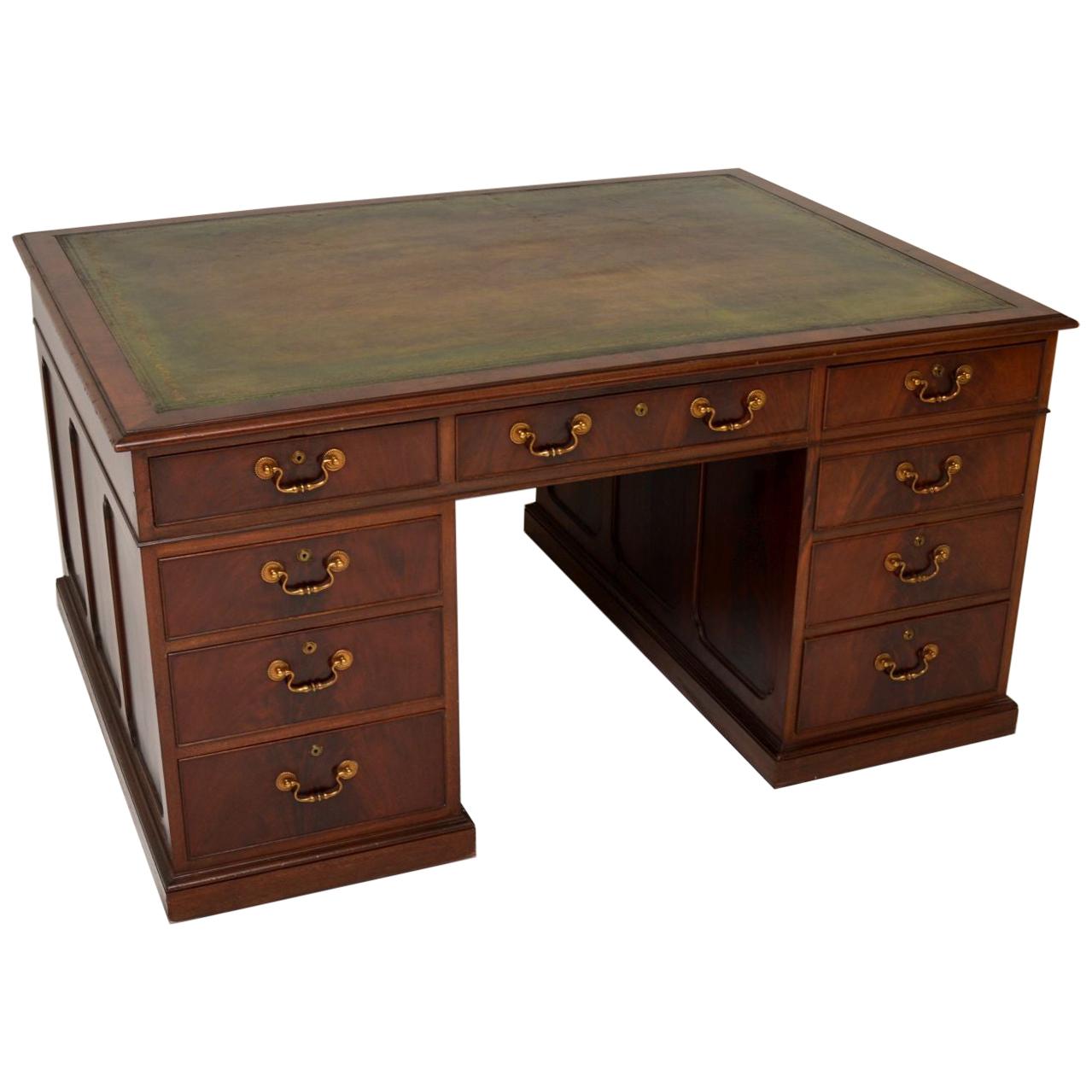 Antique Mahogany Leather Top Partners Desk at 1stDibs antique leather top desk