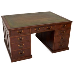 Antique Mahogany Leather Top Partners Desk