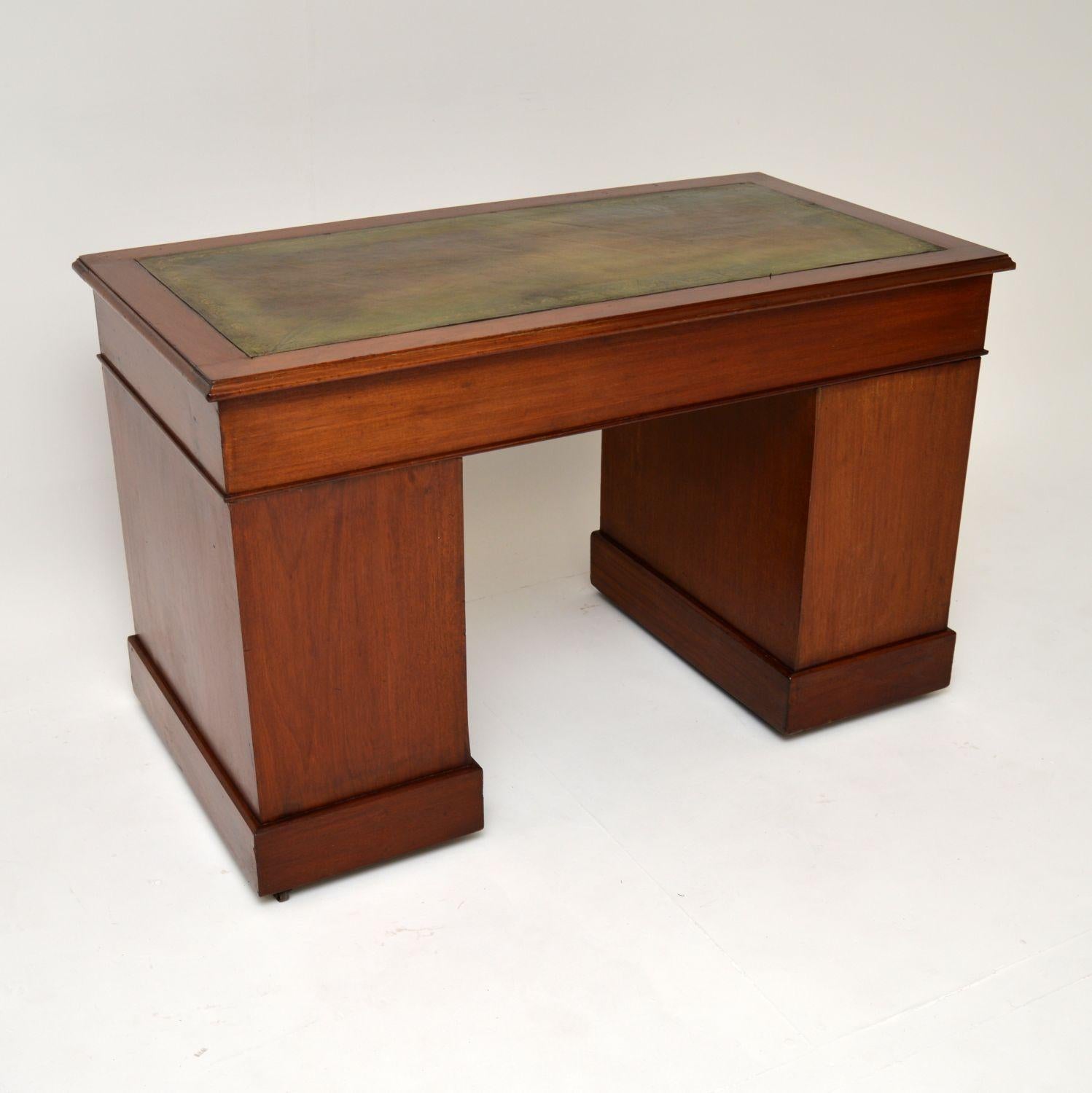 Antique Mahogany Leather Top Pedestal Desk 3