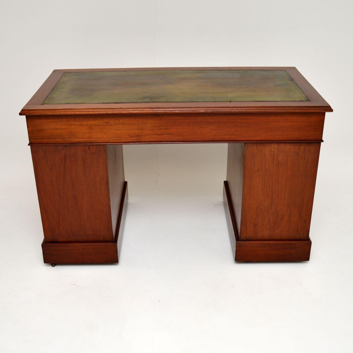 Antique Mahogany Leather Top Pedestal Desk 4