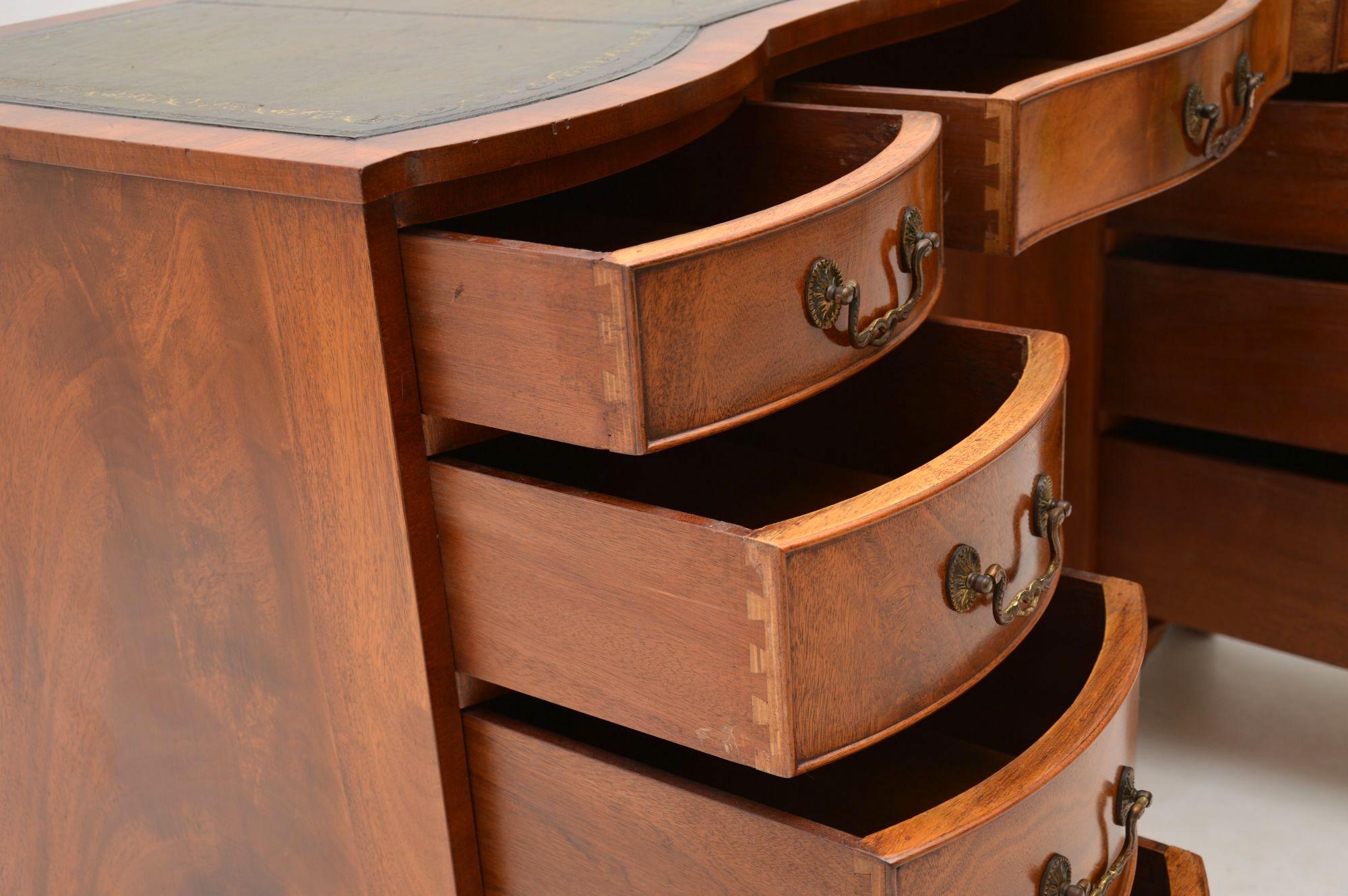 Antique Mahogany Leather Top Pedestal Desk 5