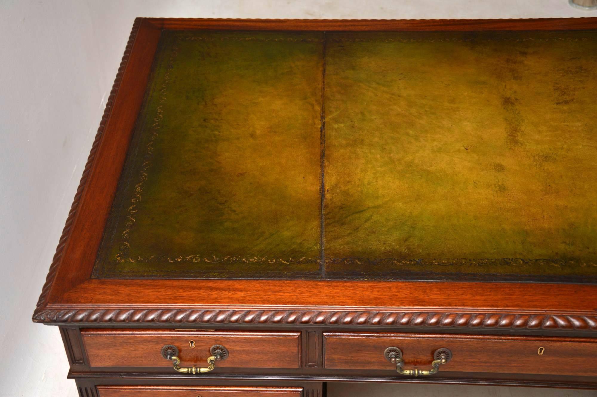 Antique Mahogany Leather Top Pedestal Desk 2