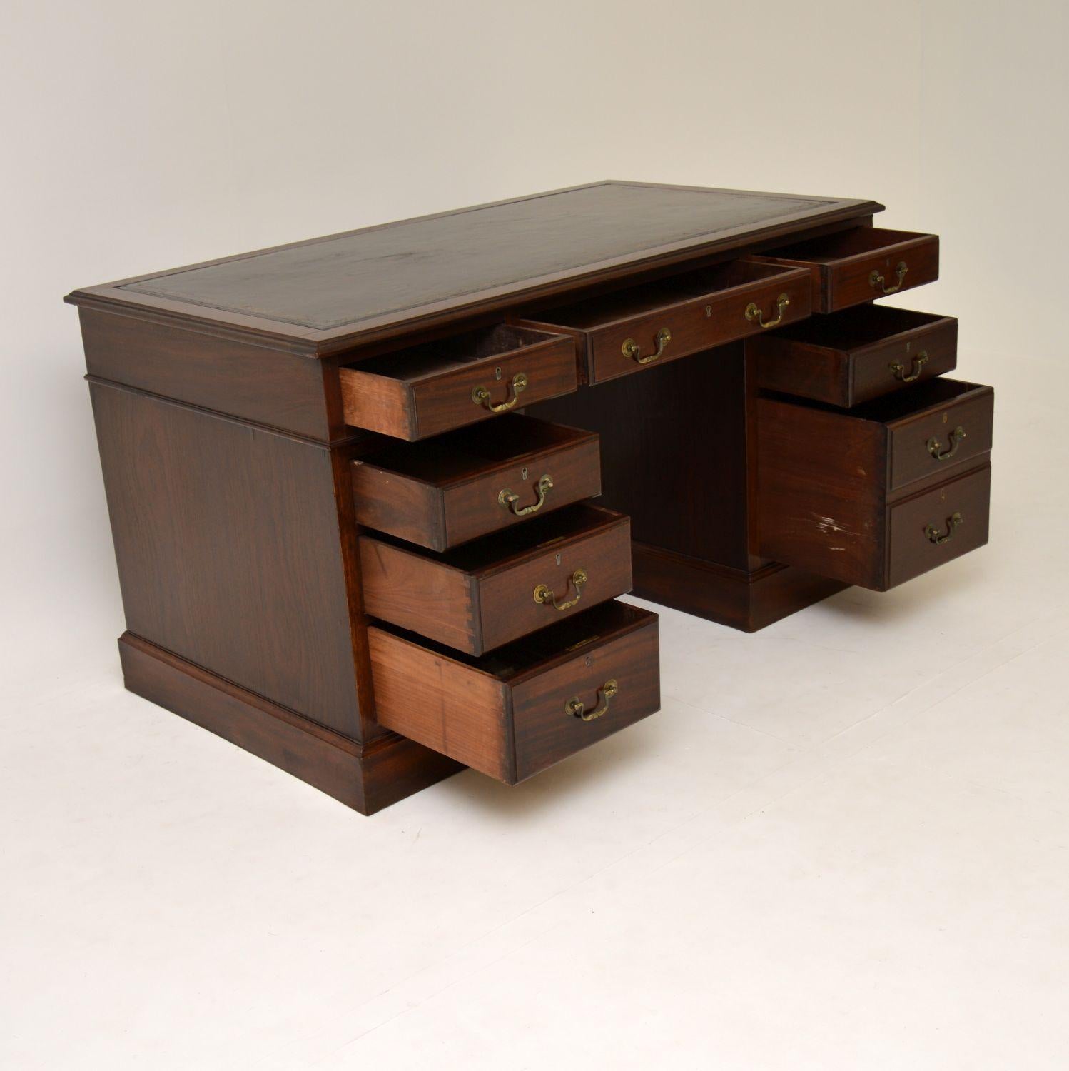 Antique Mahogany Leather Top Pedestal Desk 3