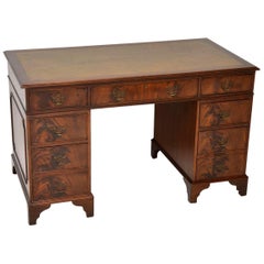 Vintage Mahogany Leather Top Pedestal Desk
