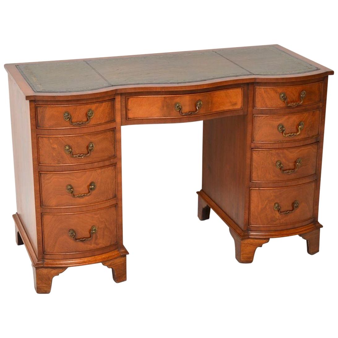 Antique Mahogany Leather Top Pedestal Desk