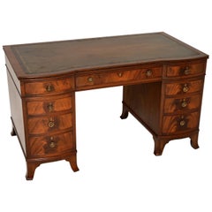 Antique Mahogany Leather Top Pedestal Desk