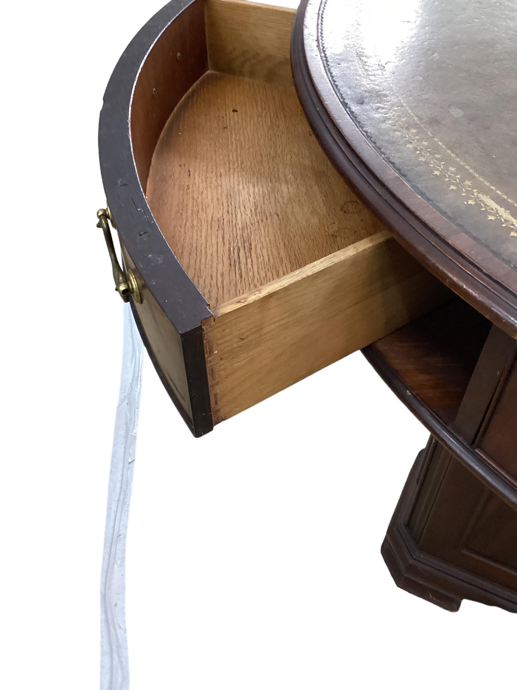 Antique Mahogany Leather Top Rent Drum Table  For Sale 3