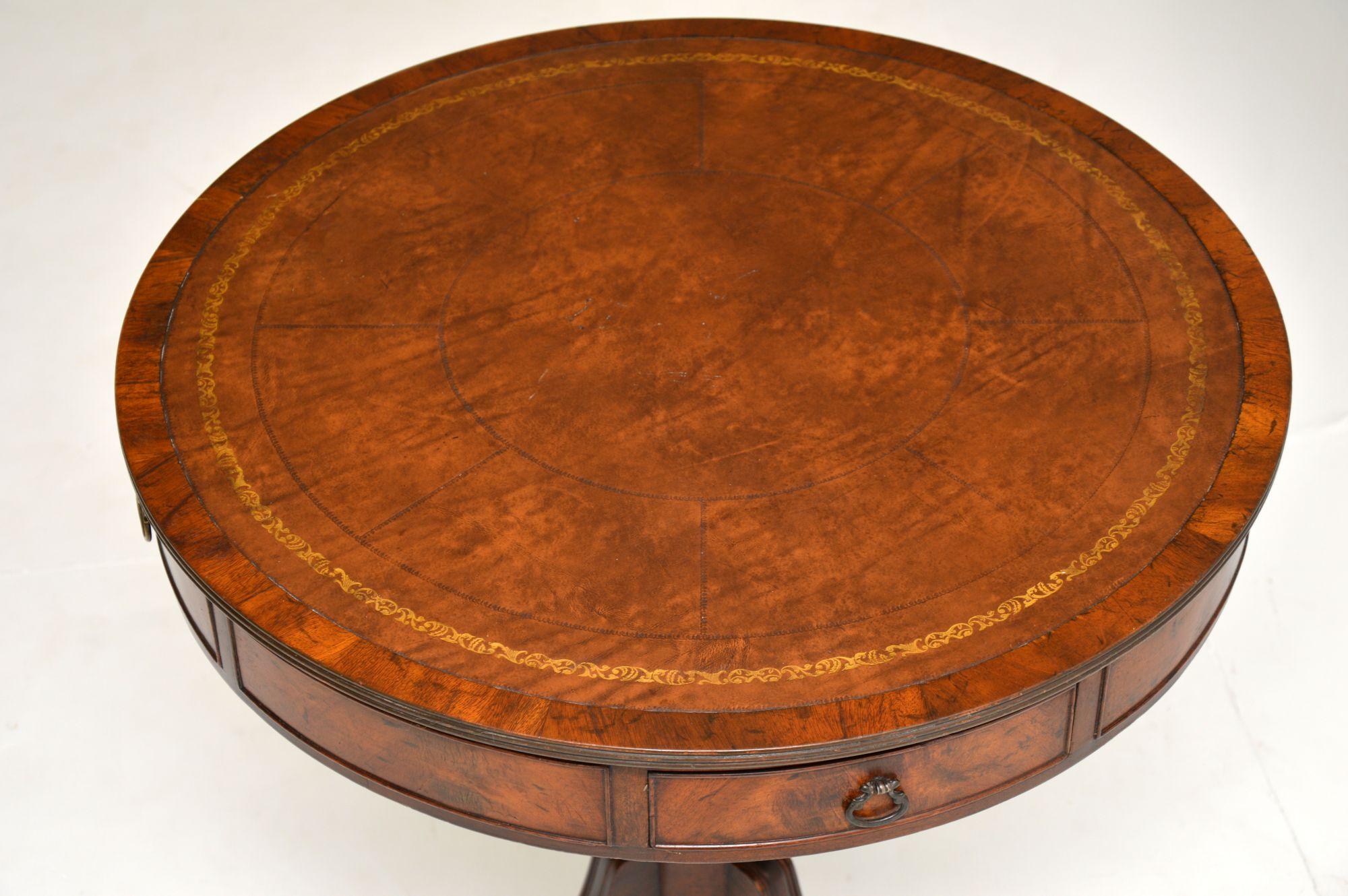 George III Antique Mahogany Leather Top Revolving Drum Table