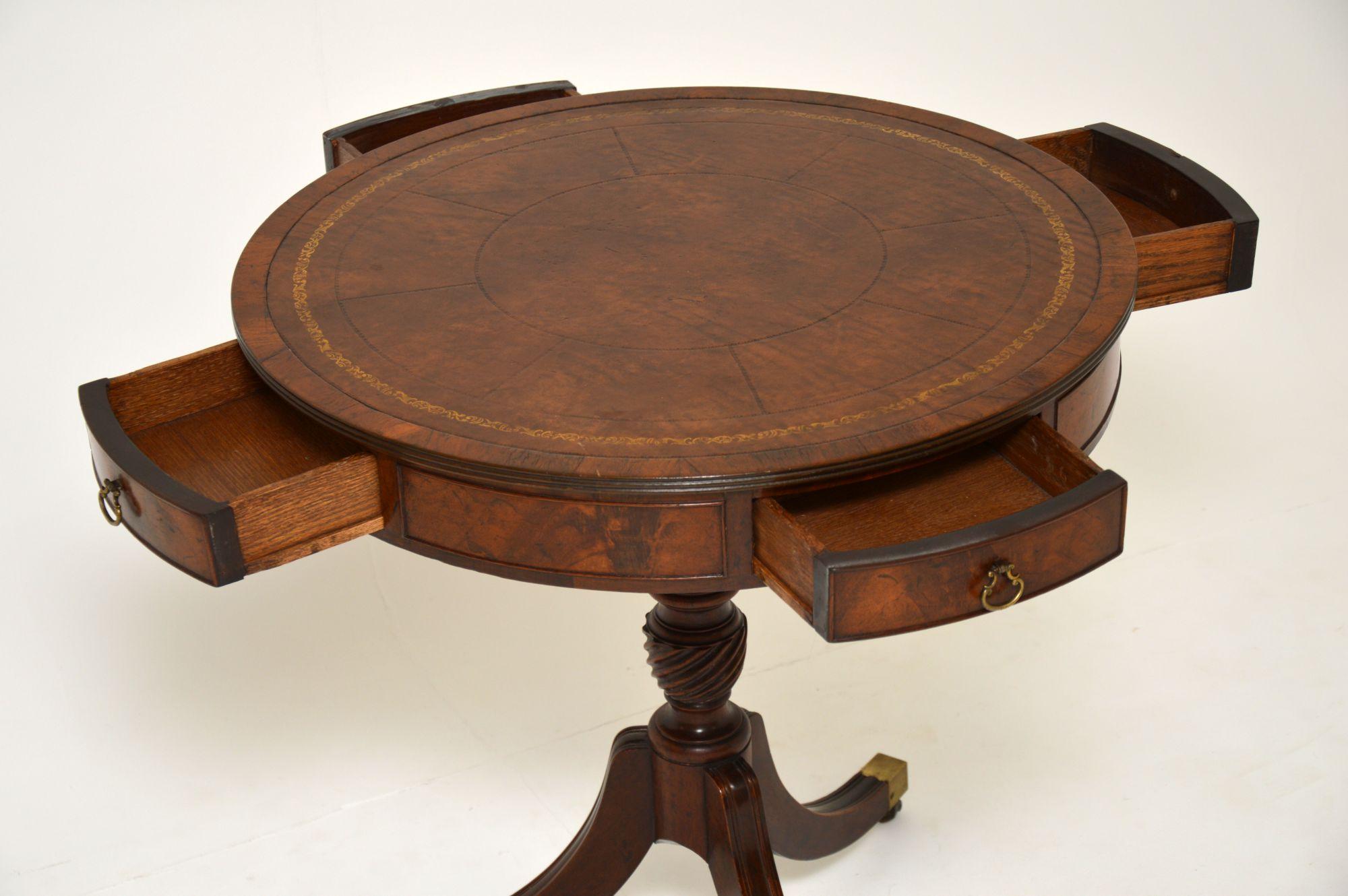 Antique Mahogany Leather Top Revolving Drum Table In Good Condition In London, GB