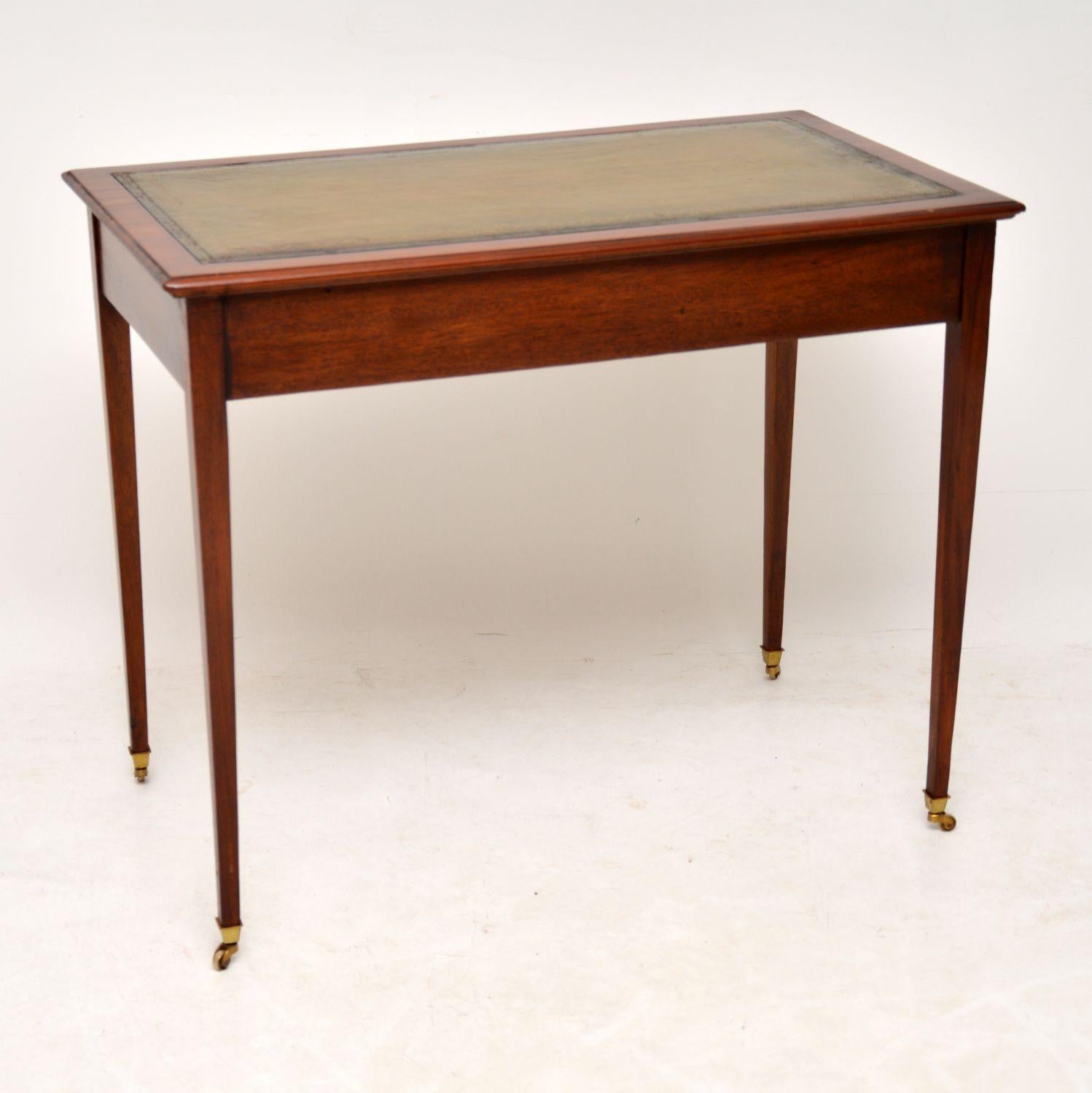 Antique Mahogany Leather Top Writing Table Desk 4