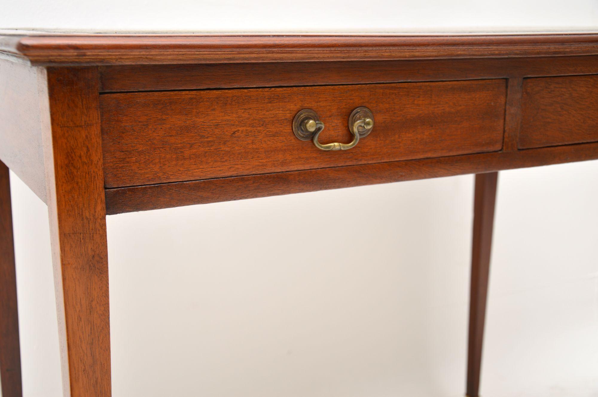 Victorian Antique Mahogany Leather Top Writing Table Desk