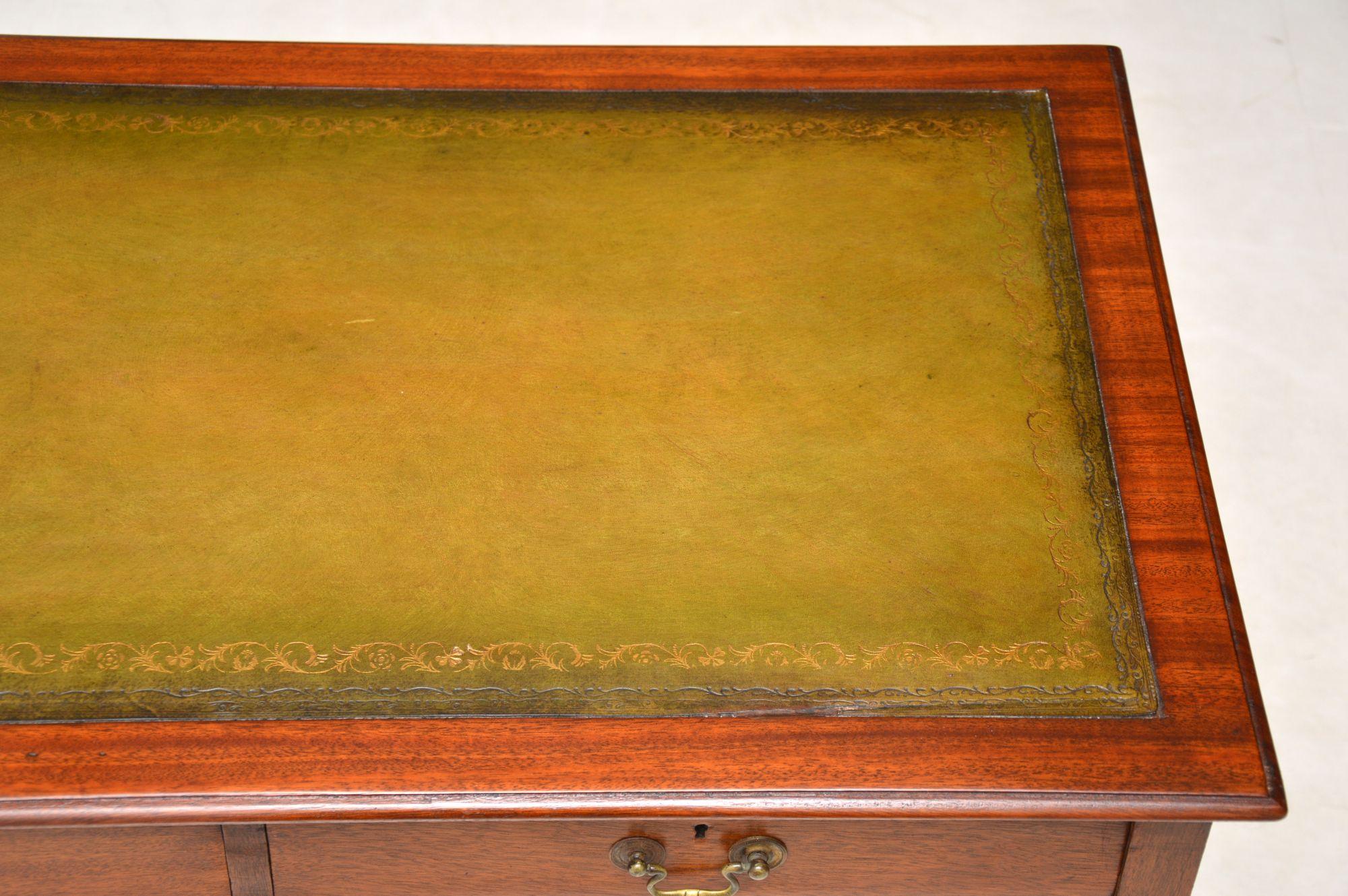 19th Century Antique Mahogany Leather Top Writing Table Desk