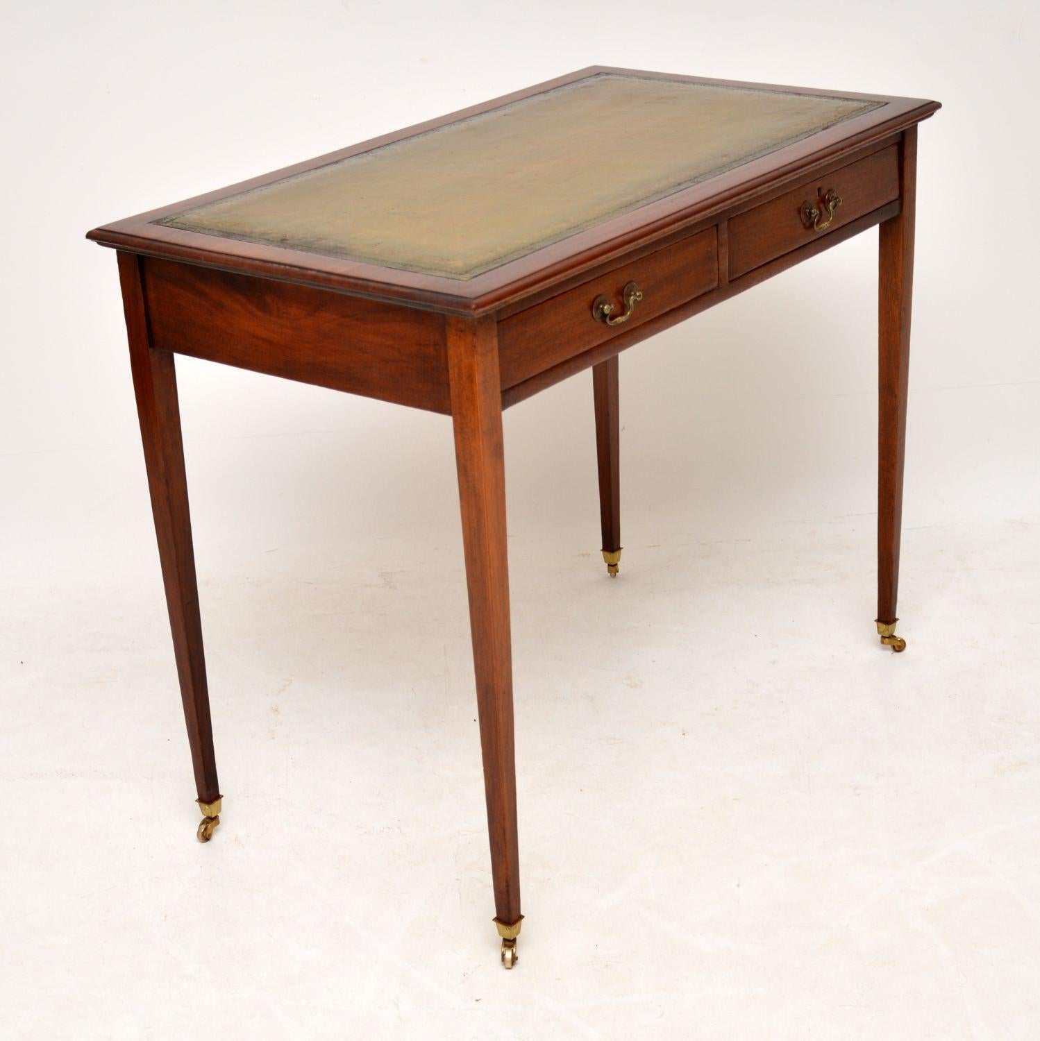 Antique Mahogany Leather Top Writing Table Desk 2